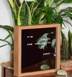 English Word Clock - Mirror Clock, Led Oak Imitation Electronic Modern Desk Clook, Wall Clock