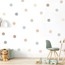 Boho Neutral Polka Dot Wall Stickers Soft Pastel Nursery Decor - thumbnail 4