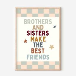 Brothers & Sisters Make The Best Friends Prints. Perfect For A Shared Room Or Playroom - Unframed - thumbnail 2