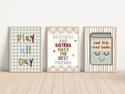 Brothers & Sisters Make The Best Friends Prints. Perfect For A Shared Room Or Playroom - Unframed - thumbnail 1
