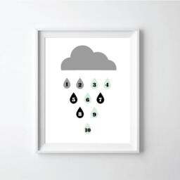 Numbers Wall Art Rain-Drop-Wall-Art-123 Nursery-Wall-Art, -Nursery-Decor, -Baby-Birthday-Gift, -Kids-Room-Wall-Art - thumbnail 1