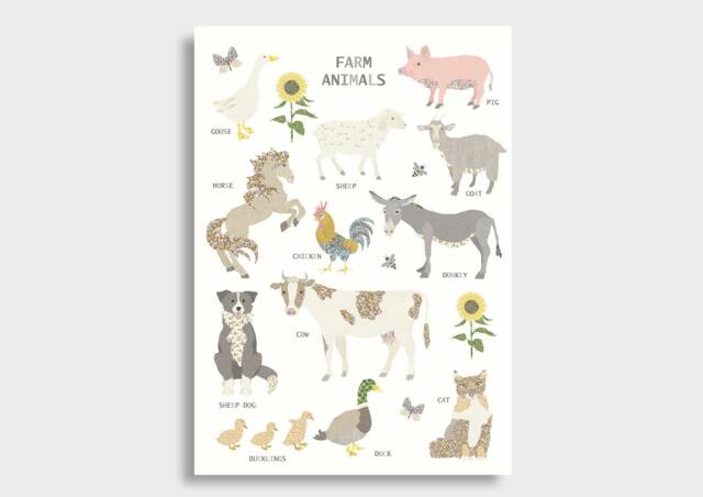 Farm Animals Print - Theme Bedroom Pig Ducks Donkey Sheep Animal Poster Children's Prints Wall Art Liberty - image 1