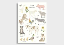Farm Animals Print - Theme Bedroom Pig Ducks Donkey Sheep Animal Poster Children's Prints Wall Art Liberty - thumbnail 1