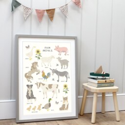 Farm Animals Print - Theme Bedroom Pig Ducks Donkey Sheep Animal Poster Children's Prints Wall Art Liberty - thumbnail 3