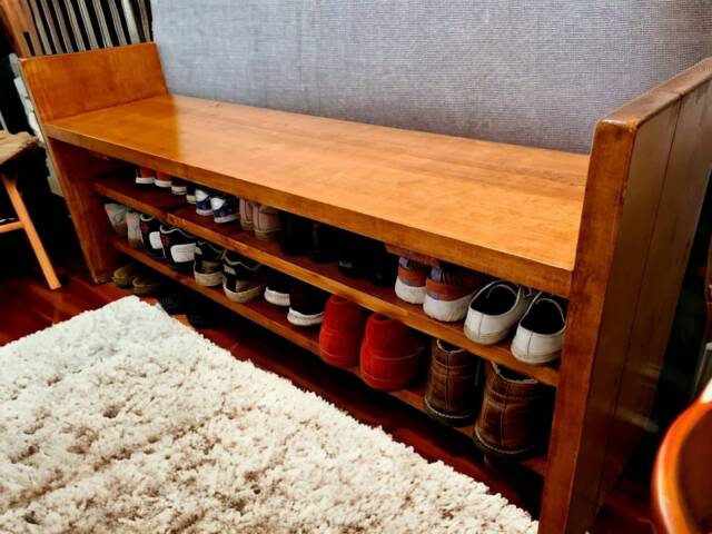 Solid Wood Hallway Bench With Shoe Rack Entryway Organizer Rustic Farmhouse Furniture Space Handcrafted - image 1