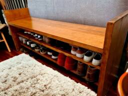 Solid Wood Hallway Bench With Shoe Rack Entryway Organizer Rustic Farmhouse Furniture Space Handcrafted - thumbnail 1