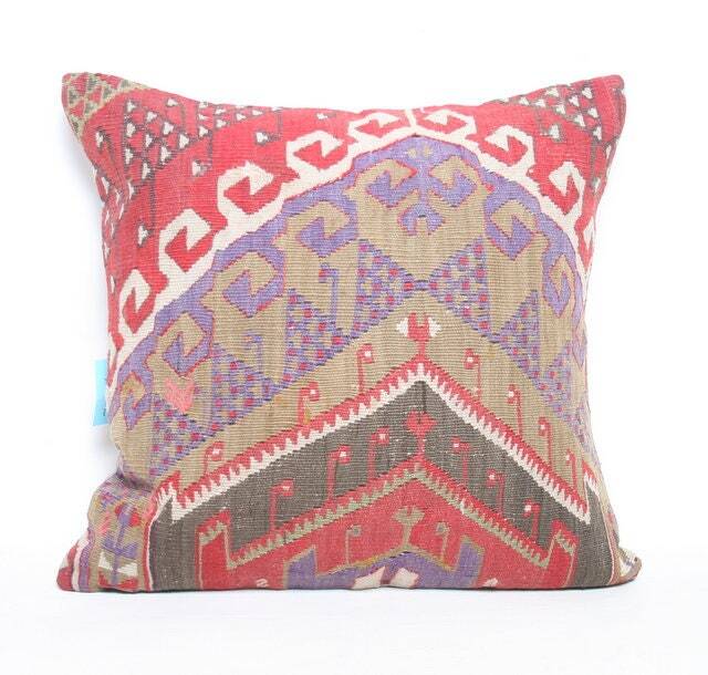 Kilim Pillow, Wool Kilim Pillow From Sarkoy 50x50 cm, 20x20 - image 1