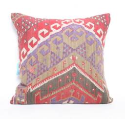 Kilim Pillow, Wool Kilim Pillow From Sarkoy 50x50 cm, 20x20 - thumbnail 1