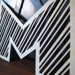 striped Wooden Letters Custom Birch Plywood Wall Hanging - thumbnail 3