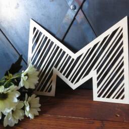 striped Wooden Letters Custom Birch Plywood Wall Hanging - thumbnail 2