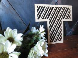 striped Wooden Letters Custom Birch Plywood Wall Hanging - thumbnail 1