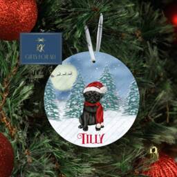 Personalised Christmas Black Pug Tree Decoration, Metal Hanging Ornament - thumbnail 2