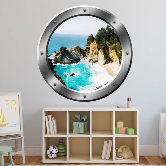 Ocean Scene Wall Decal Nature View Porthole Peel & Stick Mural - Vwaq Sp41 - image 1