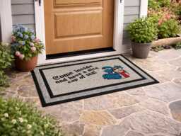 Labyrinth Welcome Mat - Worm Outdoor Doormat Come Inside & Have A Nice Cup Of Tea Funny Quote Custom Washable - thumbnail 1