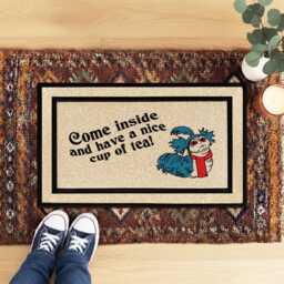 Labyrinth Welcome Mat - Worm Outdoor Doormat Come Inside & Have A Nice Cup Of Tea Funny Quote Custom Washable - thumbnail 4
