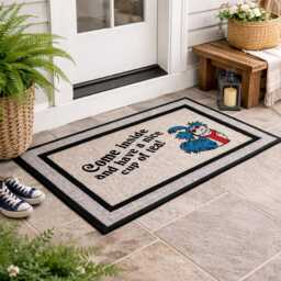Labyrinth Welcome Mat - Worm Outdoor Doormat Come Inside & Have A Nice Cup Of Tea Funny Quote Custom Washable - thumbnail 3