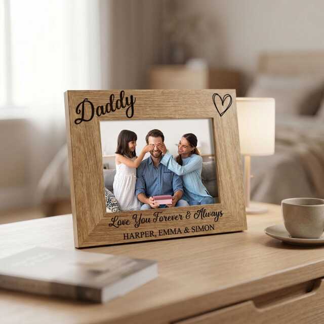 Personalized Daddy Photo Frame - Custom Engraved Wood Father's Day Gift Name - image 1