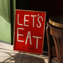 Let's Eat Print, Kitchen Wall Art, Abstract Bon Appetit Poster, Dining Room, Typography Unframed - thumbnail 3