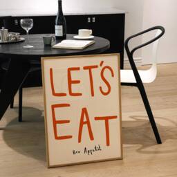 Let's Eat Print, Kitchen Wall Art, Abstract Bon Appetit Poster, Dining Room, Typography Unframed - thumbnail 2