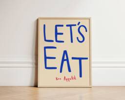 Let's Eat Print, Kitchen Wall Art, Abstract Bon Appetit Poster, Dining Room, Typography Unframed - thumbnail 1