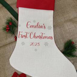 Personalised Christmas Stocking, Baby's 1St Christmas, First Christmas, New Baby Gift, Boys, Girls, Kids, Christmas Decoration, Babies, Keepsake - thumbnail 2