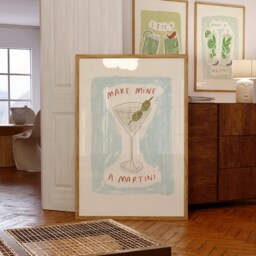 Make Mine A Martini Wall Print - Cocktail Poster Dirty Art Olive Trendy Aesthetic Kitchen Drink Lover - thumbnail 3