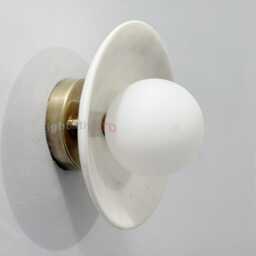 Handmade Alabaster Wall Sconce, Brass Light Fixture - thumbnail 3