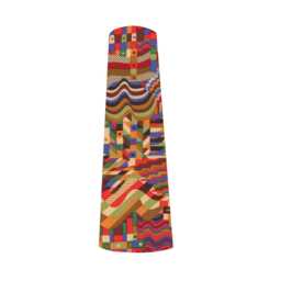 Bauhaus Pink/Red Extra Tall Cone Shaped Table Lampshade, Slim, Retro Geometric - thumbnail 3