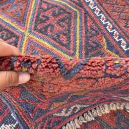 2'5x12'6 Vintage Moshwani Runner Rug - Hand-Knotted Woolen , Contemporary Geometric Design Boho Kitchen Hallway - thumbnail 3