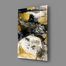 Tempered Glass Wall Art-Wall Decor-Glass Printing-Large Hangings-Yellow Abstract Picture Art - thumbnail 2
