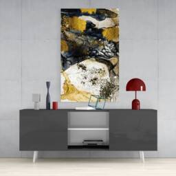 Tempered Glass Wall Art-Wall Decor-Glass Printing-Large Hangings-Yellow Abstract Picture Art - thumbnail 3