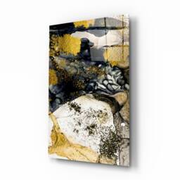 Tempered Glass Wall Art-Wall Decor-Glass Printing-Large Hangings-Yellow Abstract Picture Art - thumbnail 1