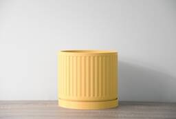 Jetsetter Planter With Drainage & Saucer in Yellow, Unique 3D Printed Plant Pot Small & Large Sizes, 4 5 6 7 8 Inch
