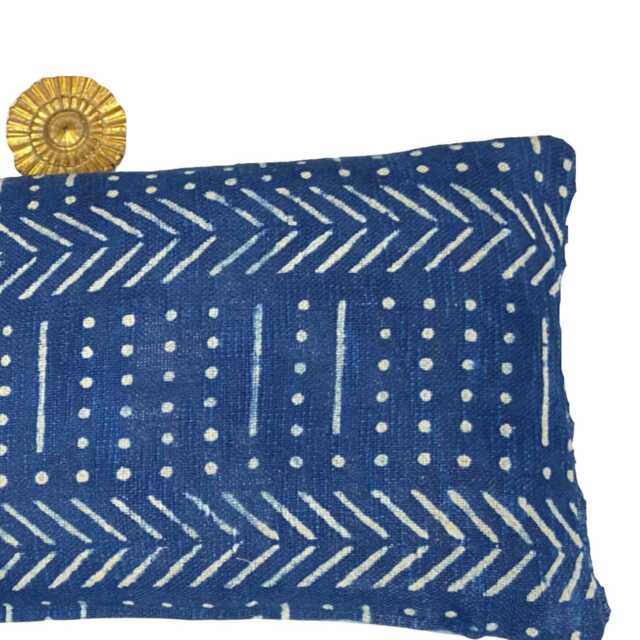 African Mudcloth Pillow Cover Indigo Blue Lumbar