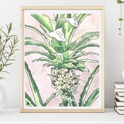 Pineapple Tropical Print - Botanical Plant Design Art Print Watercolor Painting Reproduction - thumbnail 2