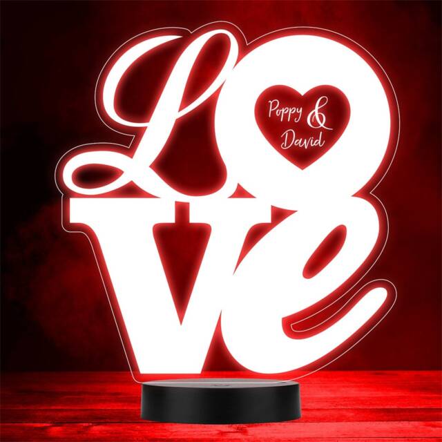 Love Letters Heart Valentine's Day Personalised Gift Colour Changing Night Light - image 1