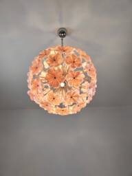 Murano Pink Glass Flowers Sputnik Chandelier