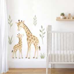 Giraffe Family Nursery Wall Stickers Fabric