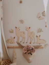 Wooden Deer Wall Art - Set Of 4 Nursery Decor Forest Animals Boho Woodland Gift Natural Plywood Hanging - thumbnail 1