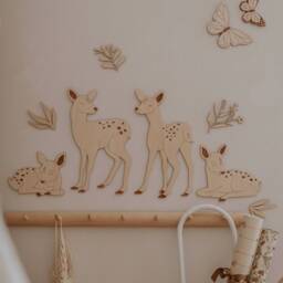 Wooden Deer Wall Art - Set Of 4 Nursery Decor Forest Animals Boho Woodland Gift Natural Plywood Hanging - thumbnail 2