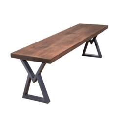 Rustic Garden Bench With Hourglass Legs - Industrial Reclaimed Timber Style - thumbnail 3