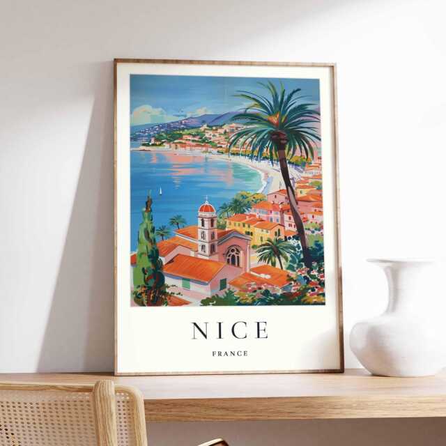 Nice France Poster French Riviera City Map Art - image 1