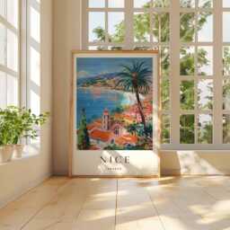 Nice France Poster French Riviera City Map Art - thumbnail 2