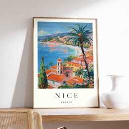 Nice France Poster French Riviera City Map Art - thumbnail 1