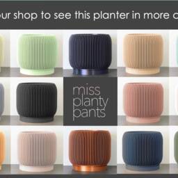"Ribbed Modern Planter With Drainage & Saucer in Orange Sherbet, Unique 3D-Printed Plant Pot, Sizes 4"" 5"" 6"" 7"" 8" - thumbnail 4