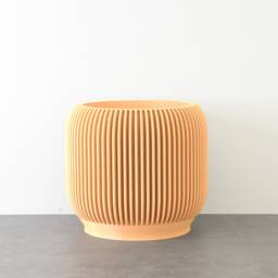 "Ribbed Modern Planter With Drainage & Saucer in Orange Sherbet, Unique 3D-Printed Plant Pot, Sizes 4"" 5"" 6"" 7"" 8" - thumbnail 3