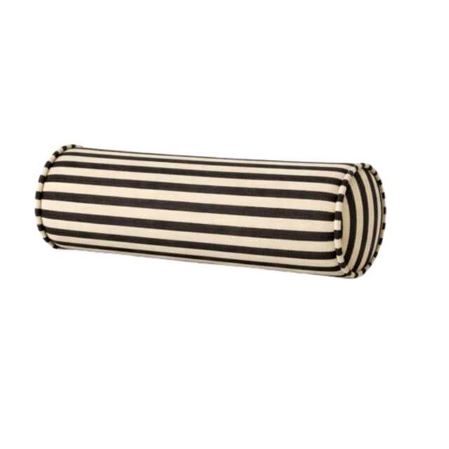 Ticking Bolster Pillow Cover - Farmhouse King Bed Black Ivory Stripe Cushion - image 1