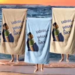 Harvey What A Day Rude Funny Joke Cheeky Any Colour Soft Absorbent Beach Bath Sheet Towel Decor Family Pet His Her House Warming Gift - thumbnail 1