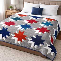 Double Star Quilt Pattern - Modern Patchwork Throw - PDF Pattern - thumbnail 1