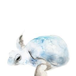 Sea Turtle Poster/Marine Animal Seabed Watercolor Made in Quebec Art Minimal Style Cynthia Paquette - thumbnail 2